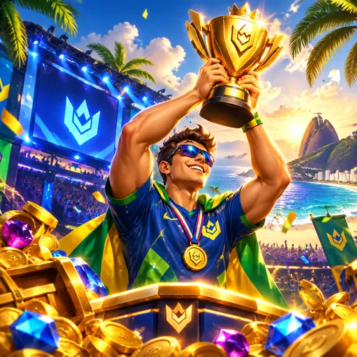 Arena de eSports com equipes competindo no palco durante campeonato ao vivo