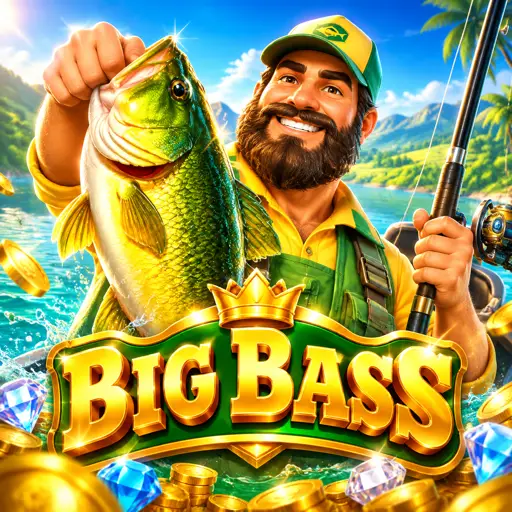 Slot Big Bass Splash com pescador e arpão