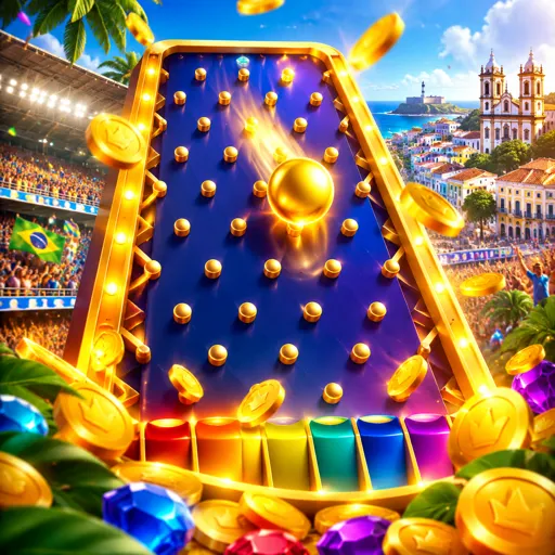 Bolinhas caindo na pirâmide do Plinko